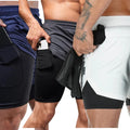 Kit 3 Shorts 2 em 1 tecido DryFit Com Bolso Secreto - bonbrasil